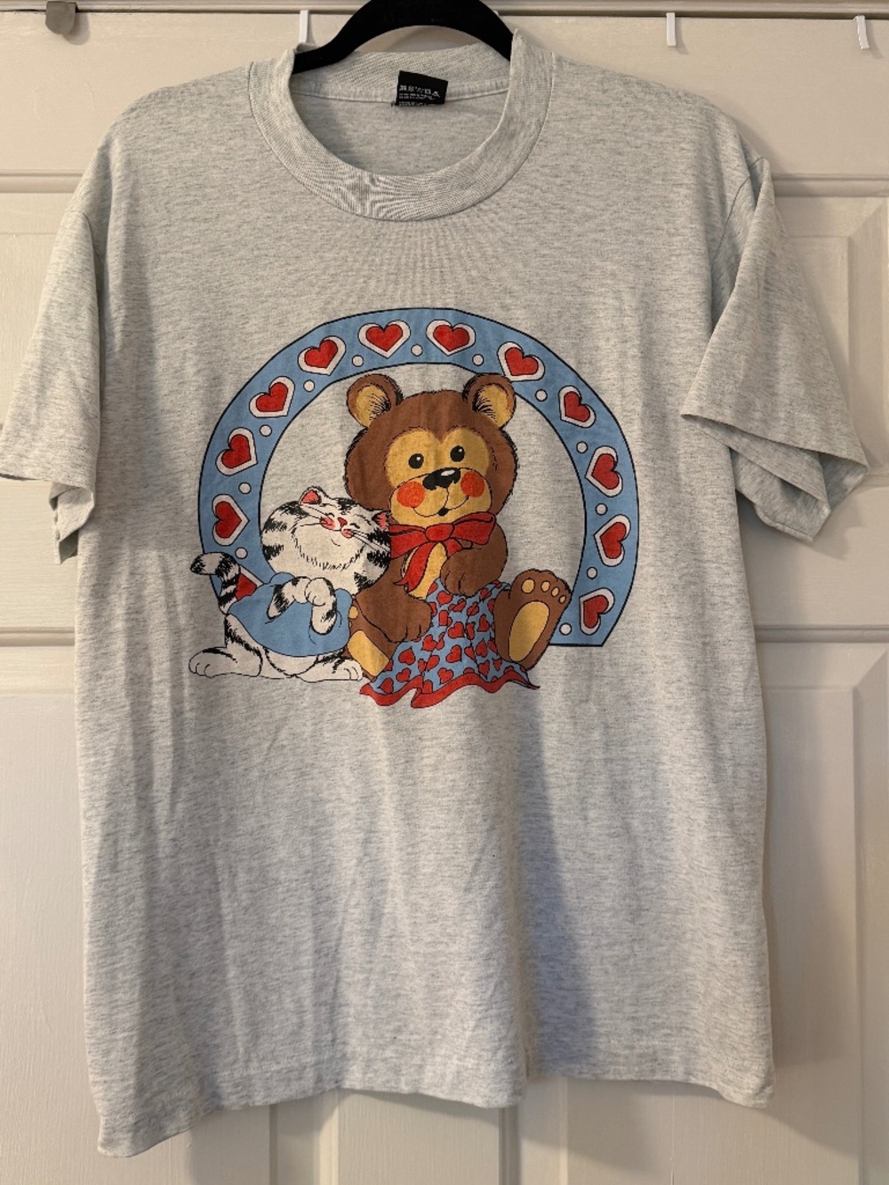 Vintage Screen Stars Best Teddy Bear Cat T-Shirt Unisex Large USA Made Cotton
